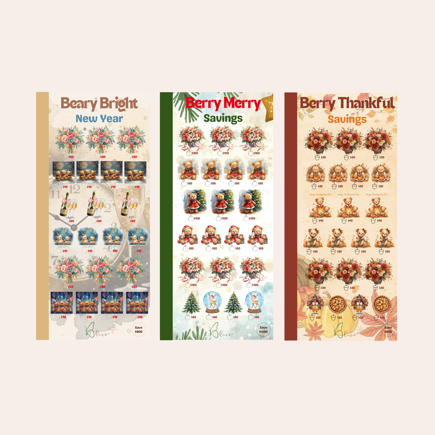 Beary Holidays | A6 Savings Challenges
