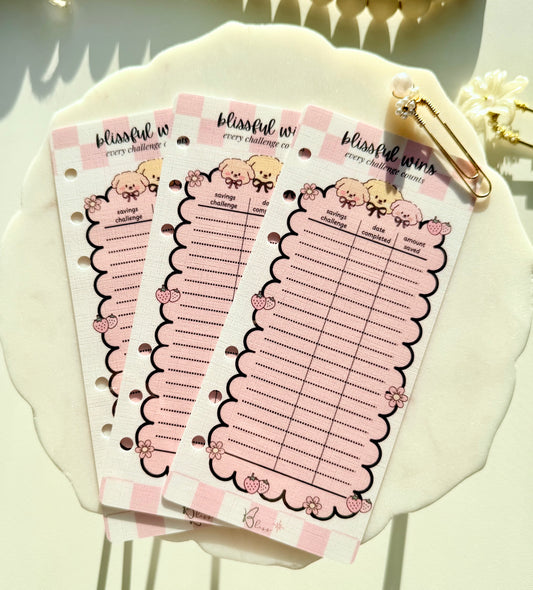 Blissful Wins – Savings Challenge Tracker | Cozy Luxe Pals Collection